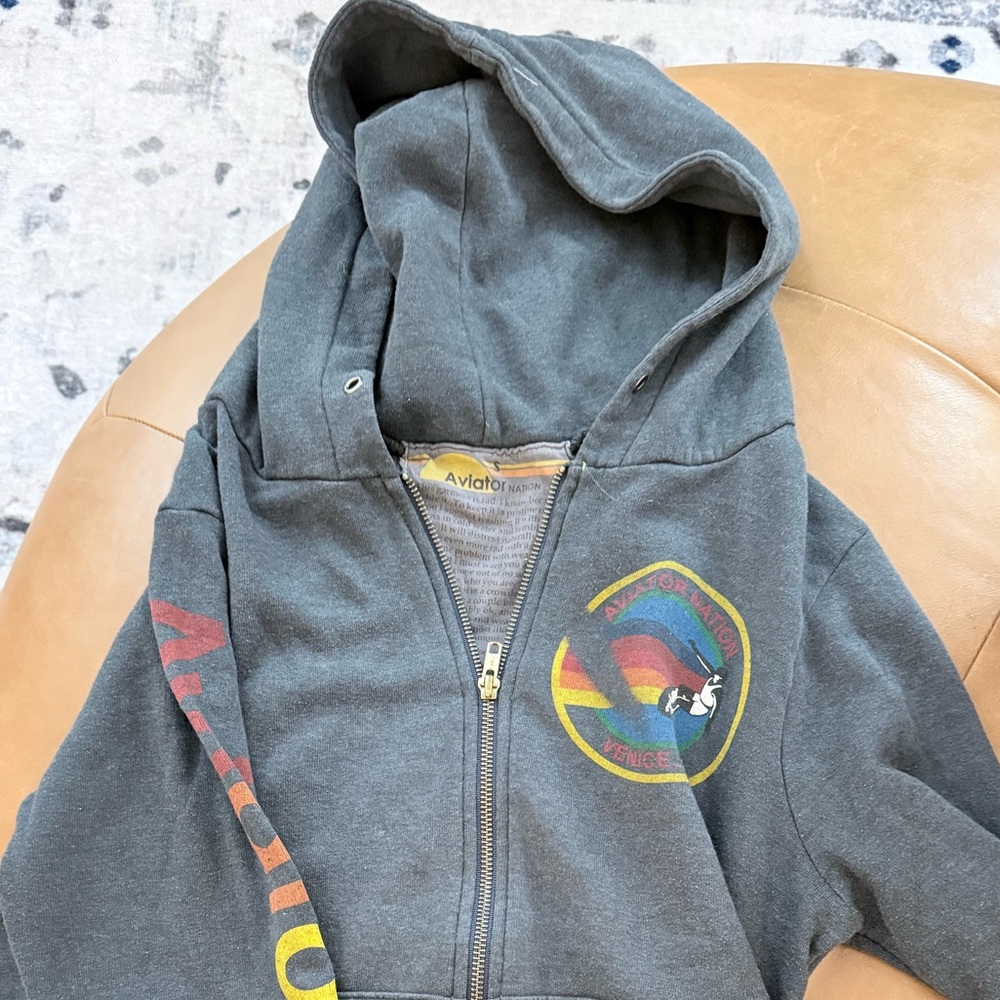 Aviator Nation women Hoodie - Charcoal with Multicolor Accents
